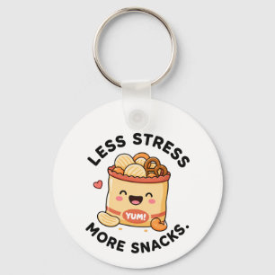 Less Stress More Snacks Cute Food Pun Design Key Ring