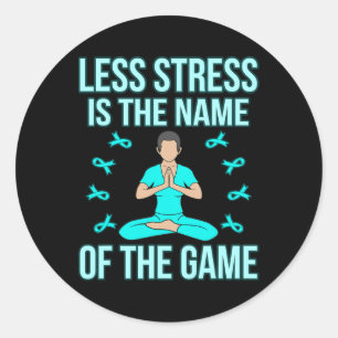 Less Stress Ptsd Awareness Ribbon Support Graphic Classic Round Sticker