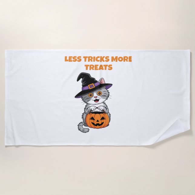 Less Tricks More Treats Halloween Gifts Classic T- Beach Towel (Front)