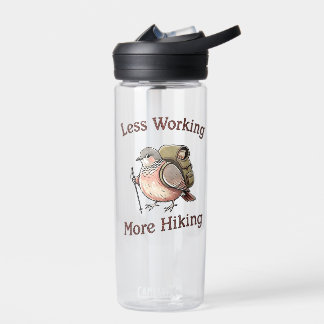 Less Working More Hiking Funny Hiking Dove Water Bottle