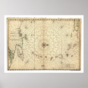 Lesser Antilles Map 1650 Poster