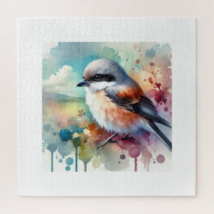 Lesser Grey Shrike 010824AREF131 - Watercolor Jigsaw Puzzle