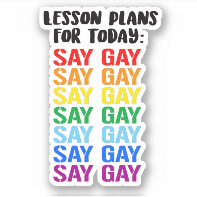 Lesson Plans for Today: SAY GAY (Front)