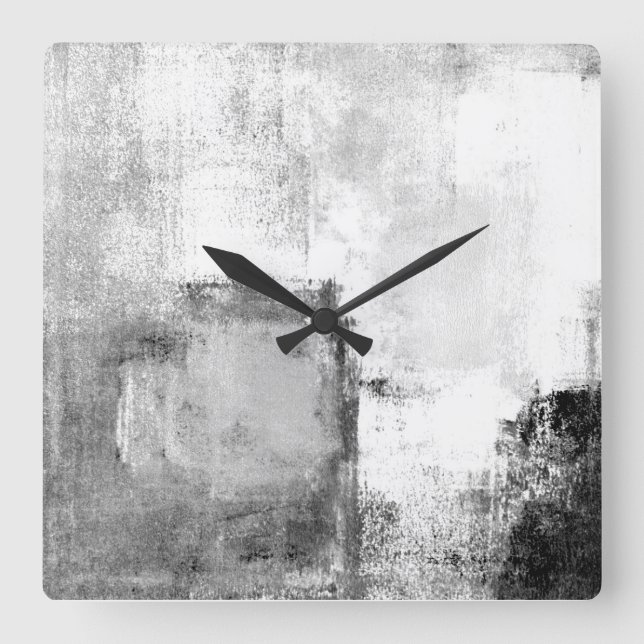 'Lessons' Black and White Abstract Art Clock (Front)
