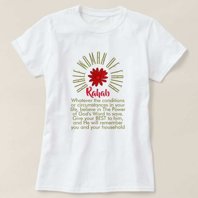 Lessons Fr Bible Women of Faith  Rahab Christian T-Shirt (Design Front)