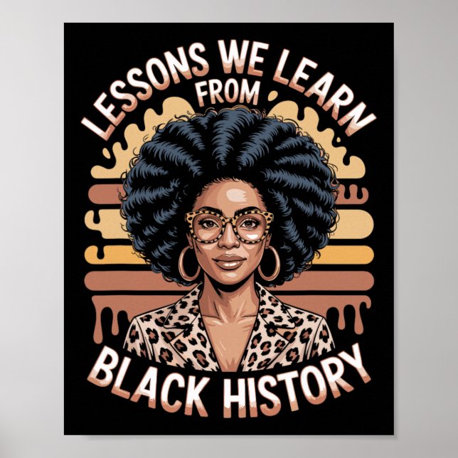 Lessons We Learn From Black History, Black Afro Te Poster (Front)
