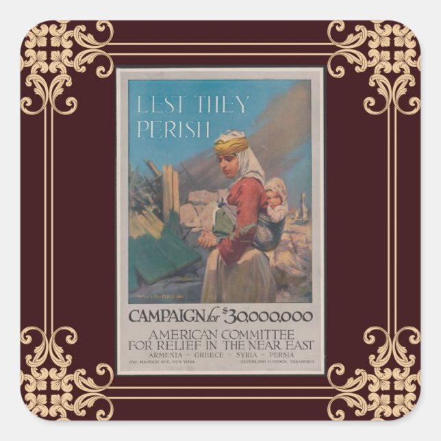 Lest They Perish Poster Square Sticker (Front)
