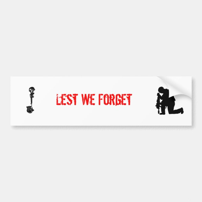 Lest We Forget Bumper Sticker (Front)