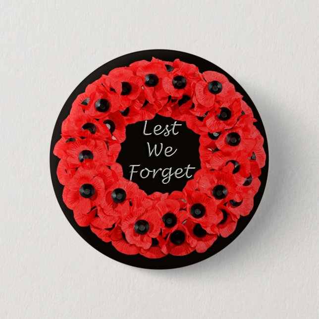 Lest We Forget (Poppy Wreath) 6 Cm Round Badge (Front)