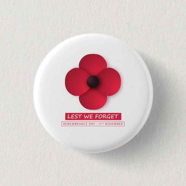  Lest We Forget / Remembrance Day  3 Cm Round Badge (Front)