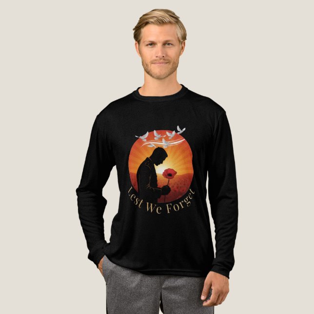 Lest We Forget – Remembrance Day Tribute Long Slee Tri-Blend Shirt (Full Front)