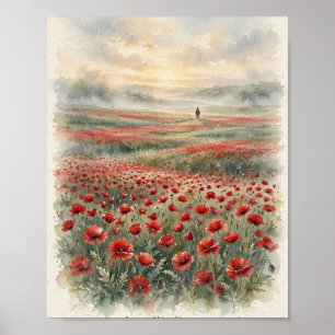 Lest We Forget Remembrance Poppies Watercolor Poster