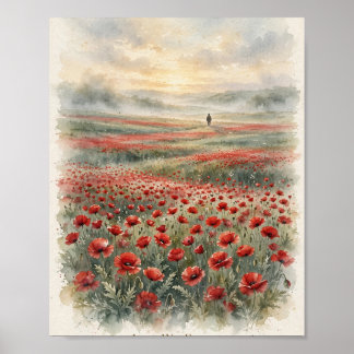 Lest We Forget Remembrance Poppies Watercolor Poster