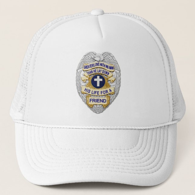 Lest We Forget - The Thin Blue Line Badge Trucker Hat (Front)
