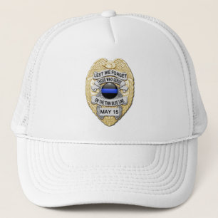 Lest We Forget - The Thin Blue Line Badge Trucker Hat