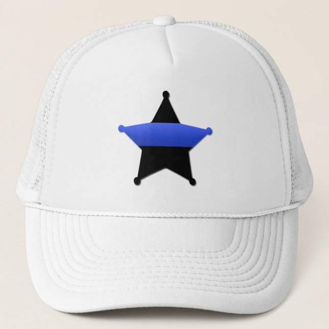 Lest We Forget - The Thin Blue Line Badge Trucker  Trucker Hat (Front)
