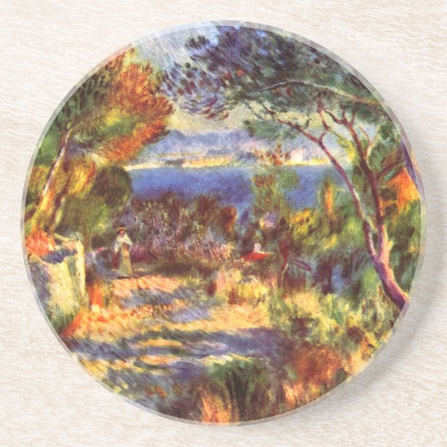 L'Estaque by Pierre Renoir, Vintage Impressionism Coaster (Front)