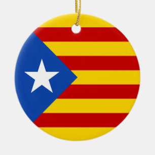 "L'Estelada Blava" Catalan Independence Flag Ceramic Tree Decoration