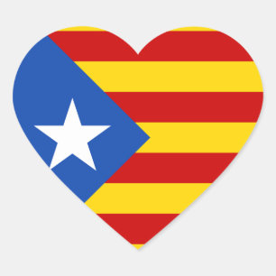 ""L'Estelada Blava"" Catalan Independence Flag Heart Sticker