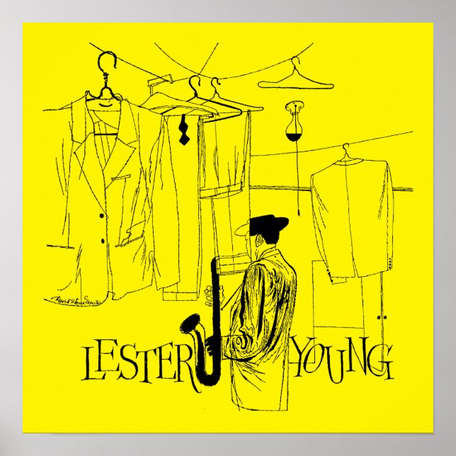 Lester Young Vintage Illustration Poster (Front)