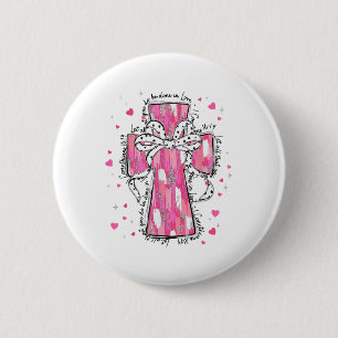 Let All That You Do Be Done In Love Pink Cross Val 6 Cm Round Badge