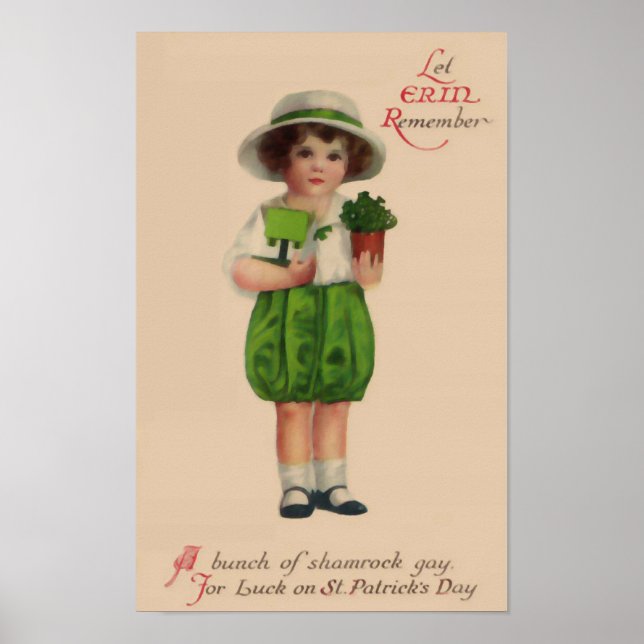 Let Erin Remember Vintage St. Patrick's Day Poster (Front)