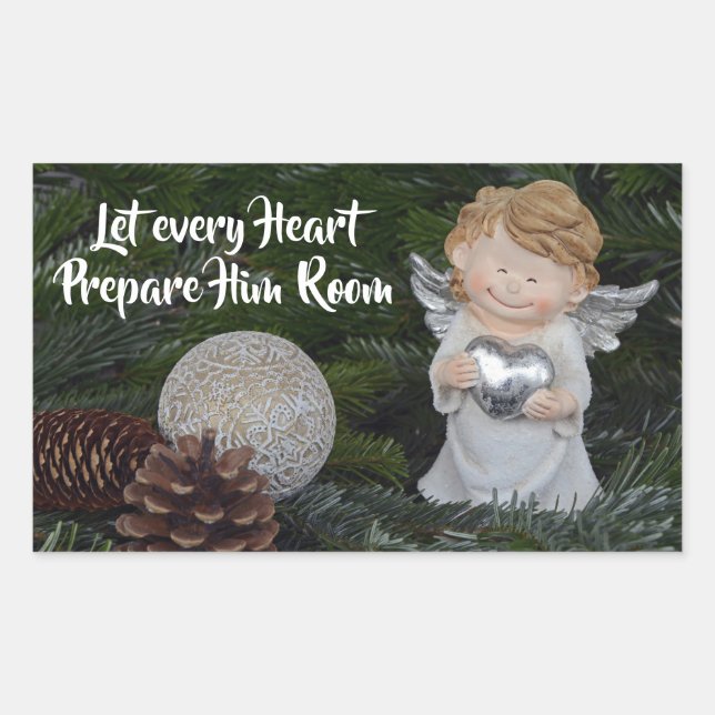 Let every Heart Prepare Him Room, Christmas Carol Rectangular Sticker (Front)