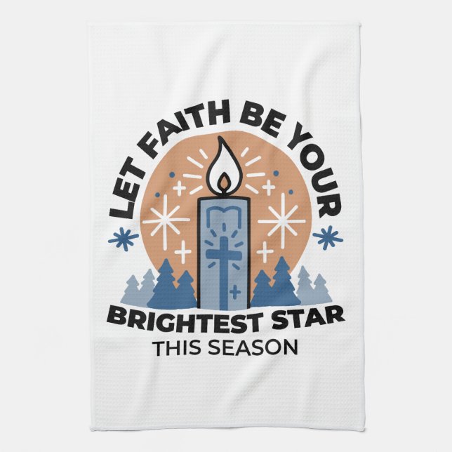 Let Faith Shine Bright: Winter Theme Tea Towel (Vertical)