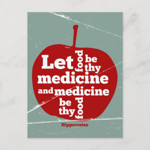 Let food be by medicine Hippocrates quote Postcard