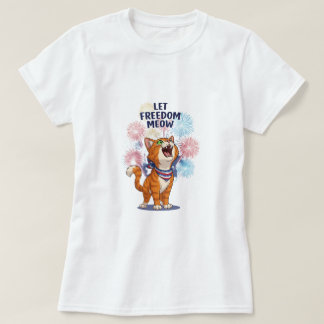 Let Freedom Meow – Patriotic Fireworks Cat T-Shirt