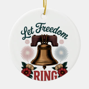Let Freedom Ring Bell Patriotic Ceramic Tree Decoration