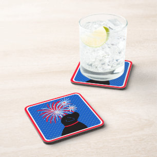 Let Freedom Ring Black Dog Coaster Set