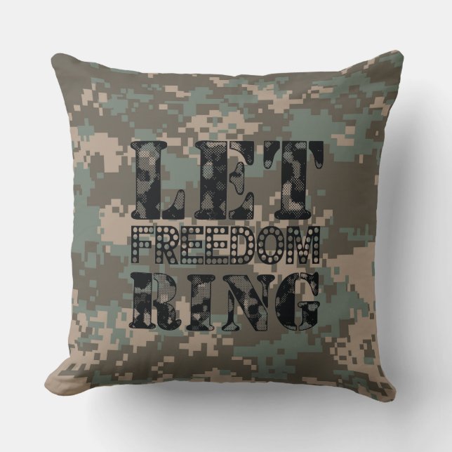 Let FREEDOM Ring Camouflage Pillow (Front)