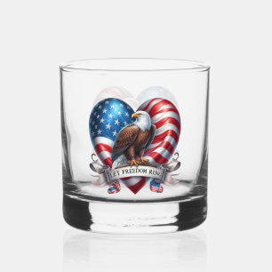 Let Freedom Ring Eagle Hearts Whiskey Glass