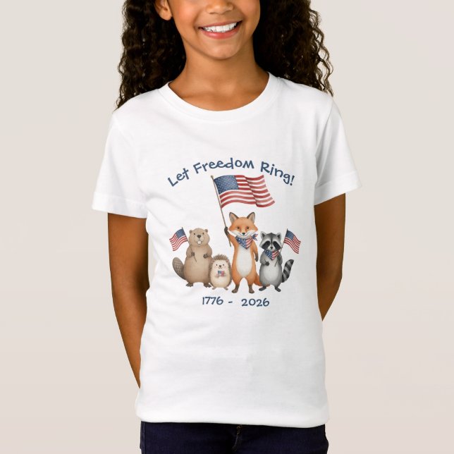 Let Freedom Ring Forest Animals Patriotic Barbecue T-Shirt (Front)