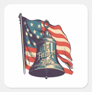 Let Freedom Ring Funny Sloth Square Sticker