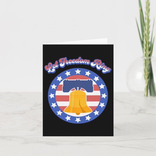 Let Freedom Ring July 4th Saying American Flag Lib Card (Front)