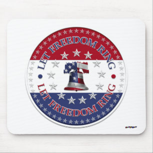 Let Freedom Ring Liberty Bell 13 & 50 Stars round Mouse Pad