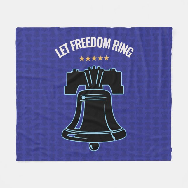 Let Freedom Ring Liberty Bell Patriotic Throw Fleece Blanket (Front (Horizontal))