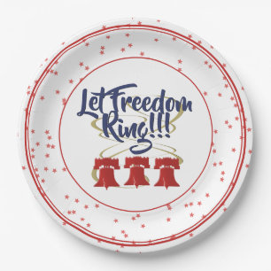Let Freedom Ring Liberty Bell - Red White and Blue Paper Plate