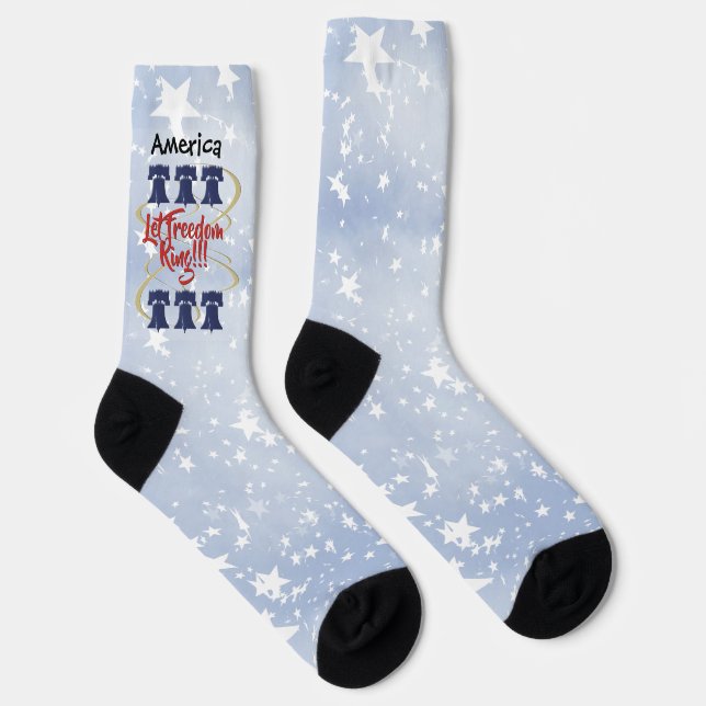 "Let Freedom Ring" Liberty Bell - Red White & Blue Socks (Right)