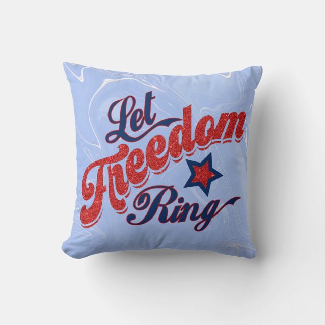 Let Freedom Ring Marble Throw Pillow (Front)