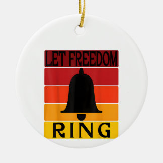 Let Freedom Ring Retro Sunset Bell Ceramic Tree Decoration