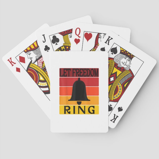 Let Freedom Ring Retro Sunset Bell Playing Cards (Back)