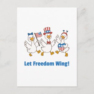 Let Freedom Wing! Patriotic Ducks Graphic Holiday Postcard