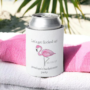 Let Get Flocked Up Flamingo Bachelorette Can Cooler