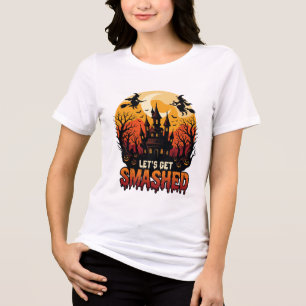 Let Get Smashed Halloween Haunted Castle Witches P Tri-Blend Shirt