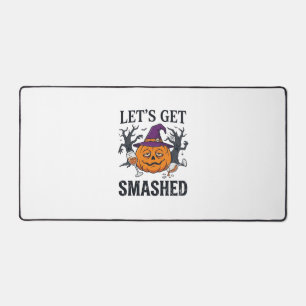 Let Get Smashed Halloween Pumpkin Witch Hat Wine G Desk Mat