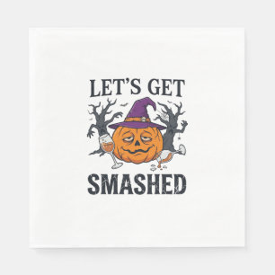 Let Get Smashed Halloween Pumpkin Witch Hat Wine G Napkin