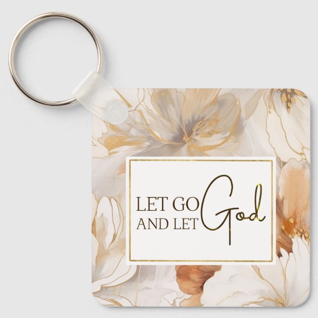 Let Go and Let God Christian Inspirational Quote Key Ring (Front)